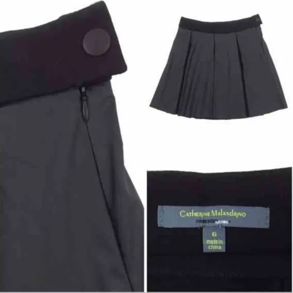 NWT Designer Catherine Malandrino Black Pleated Mini Skirt - Picture 4 of 4